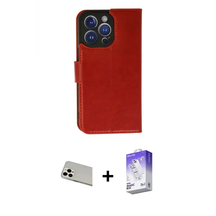 ieg™ iPhone 13 Pro Max Kılıf Siluet Işık Serisi - Siyah Bilvis 5in1 3D Magic Cam Ekran Koruyucu + Rainbow Kamera Lens Koruma Cam - BZ