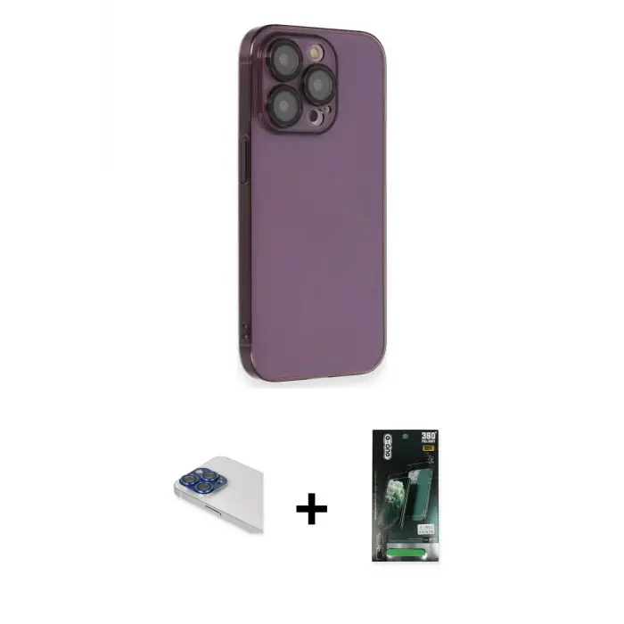 ieg™ iPhone 13 Pro Max Kılıf Siluet Minimal Özel Seri - Şeffaf 360 Full Body Arka Koruyucu + Pers Alüminyum Kamera Lens - LT