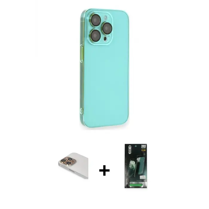 ieg™ iPhone 13 Pro Max Kılıf Siluet Minimal Özel Seri - Şeffaf 360 Full Body Arka Koruyucu + Pers Alüminyum Kamera Lens - GD