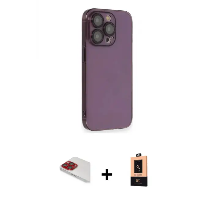 ieg™ iPhone 13 Pro Max Kılıf Siluet Minimal Özel Seri - Şeffaf Maxco Cam Ekran Koruyucu + Pers Alüminyum Kamera Lens - KI
