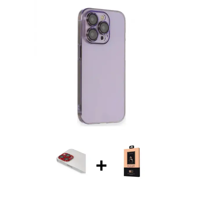 ieg™ iPhone 13 Pro Max Kılıf Siluet Minimal Özel Seri - Şeffaf Maxco Cam Ekran Koruyucu + Pers Alüminyum Kamera Lens - KI