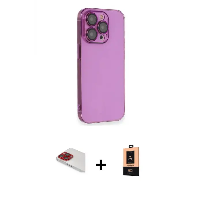 ieg™ iPhone 13 Pro Max Kılıf Siluet Minimal Özel Seri - Şeffaf Maxco Cam Ekran Koruyucu + Pers Alüminyum Kamera Lens - KI