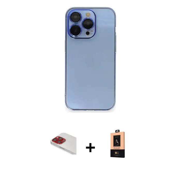 ieg™ iPhone 13 Pro Max Kılıf Siluet Minimal Özel Seri - Şeffaf Maxco Cam Ekran Koruyucu + Pers Alüminyum Kamera Lens - KI