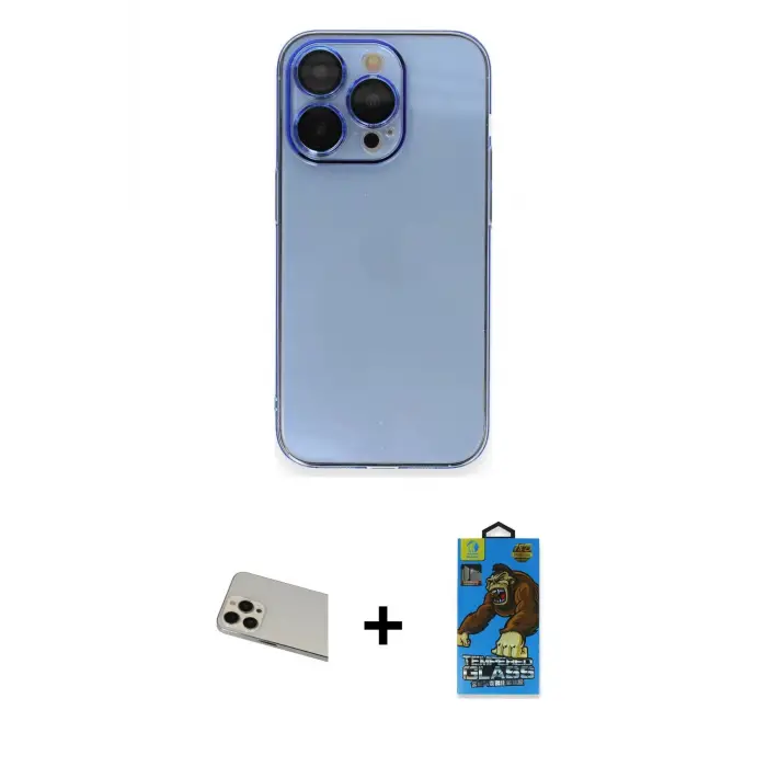 ieg™ iPhone 13 Pro Max Kılıf Siluet Minimal Özel Seri - Siyah 18D Cam Ekran Koruyucu + Rainbow Kamera Lens Koruma Cam - REGD