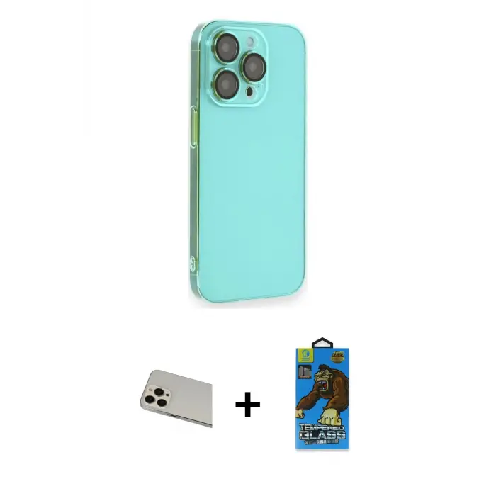 ieg™ iPhone 13 Pro Max Kılıf Siluet Minimal Özel Seri - Siyah 18D Cam Ekran Koruyucu + Rainbow Kamera Lens Koruma Cam - REGD