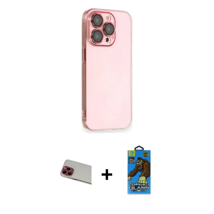 ieg™ iPhone 13 Pro Max Kılıf Siluet Minimal Özel Seri - Siyah 18D Cam Ekran Koruyucu + Rainbow Kamera Lens Koruma Cam - KI