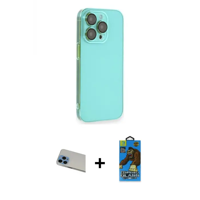 ieg™ iPhone 13 Pro Max Kılıf Siluet Minimal Özel Seri - Siyah 18D Cam Ekran Koruyucu + Rainbow Kamera Lens Koruma Cam - MI