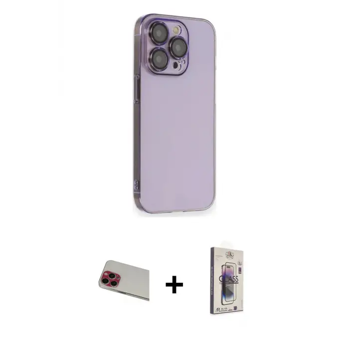 ieg™ iPhone 13 Pro Max Kılıf Siluet Minimal Özel Seri - Siyah Bilvis 3D Cam Ekran Koruyucu + Rainbow Kamera Lens Koruma Cam - KI
