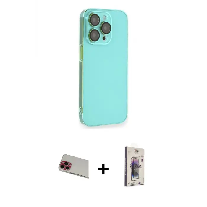 ieg™ iPhone 13 Pro Max Kılıf Siluet Minimal Özel Seri - Siyah Bilvis 3D Cam Ekran Koruyucu + Rainbow Kamera Lens Koruma Cam - KI