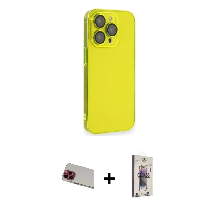 ieg™ iPhone 13 Pro Max Kılıf Siluet Minimal Özel Seri - Siyah Bilvis 3D Cam Ekran Koruyucu + Rainbow Kamera Lens Koruma Cam - KI