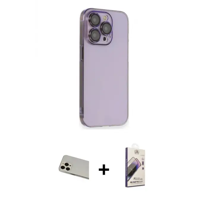 ieg™ iPhone 13 Pro Max Kılıf Siluet Minimal Özel Seri - Siyah Bilvis 3D Mat Cam Ekran Koruyucu + Rainbow Kamera Lens Koruma Cam - REGD