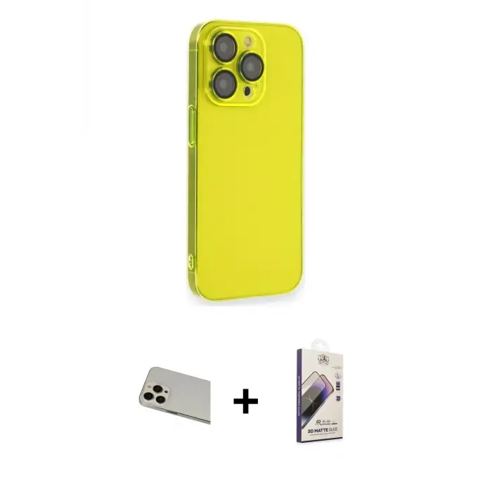 ieg™ iPhone 13 Pro Max Kılıf Siluet Minimal Özel Seri - Siyah Bilvis 3D Mat Cam Ekran Koruyucu + Rainbow Kamera Lens Koruma Cam - REGD