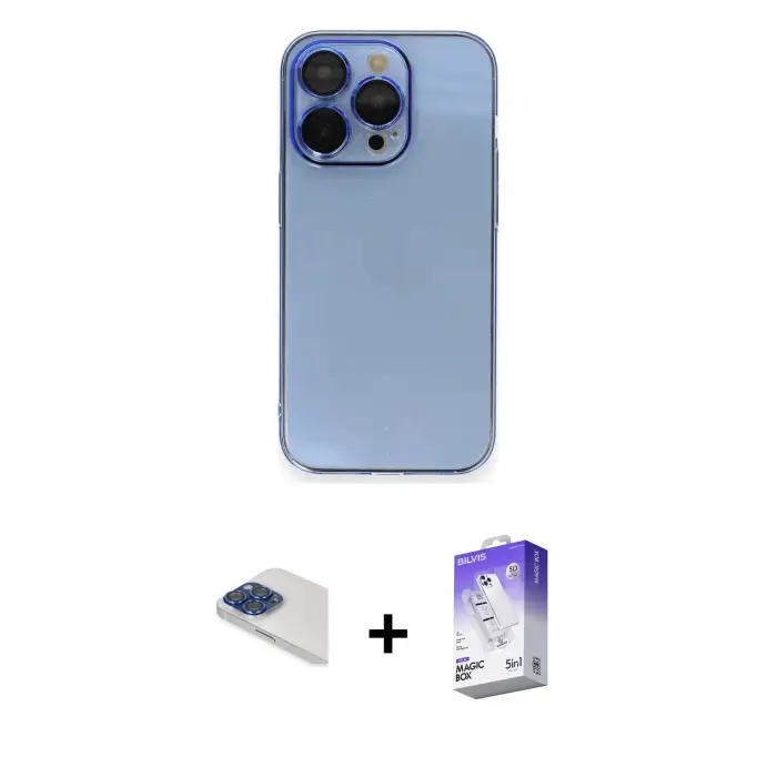 ieg™ iPhone 13 Pro Max Kılıf Siluet Minimal Özel Seri - Siyah Bilvis 5in1 3D Magic Cam Ekran Koruyucu + Pers Alüminyum Kamera Lens - LT