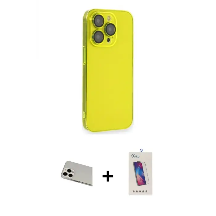ieg™ iPhone 13 Pro Max Kılıf Siluet Minimal Özel Seri - Siyah Joko 5D Cam + Rainbow Kamera Lens Koruma Cam - BZ