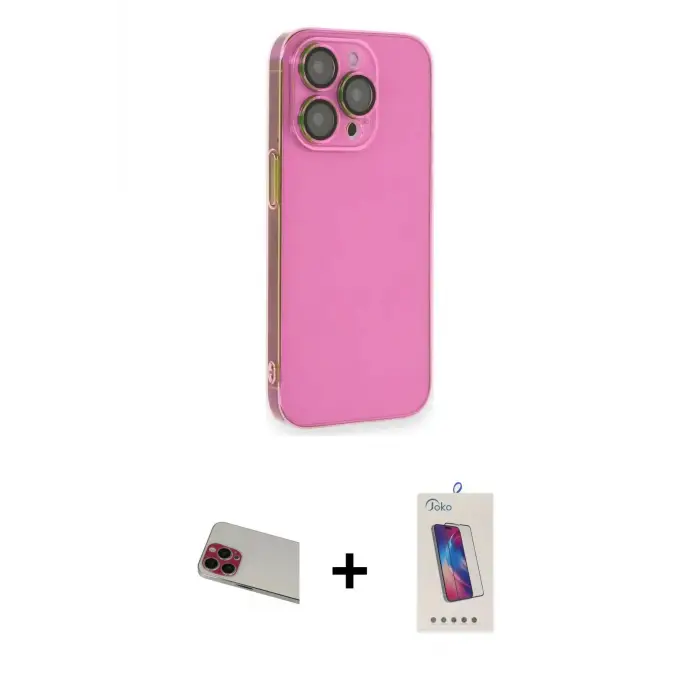 ieg™ iPhone 13 Pro Max Kılıf Siluet Minimal Özel Seri - Siyah Joko 5D Cam + Rainbow Kamera Lens Koruma Cam - KI