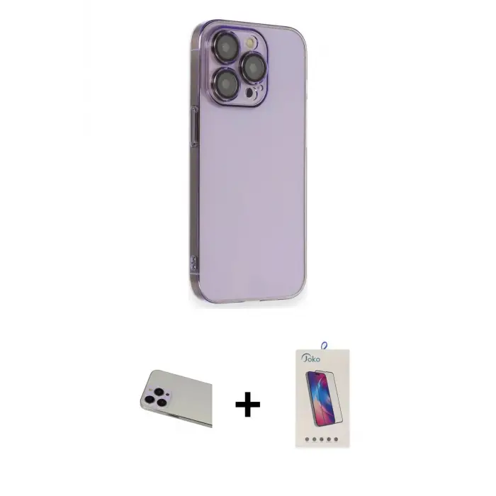 ieg™ iPhone 13 Pro Max Kılıf Siluet Minimal Özel Seri - Siyah Joko 5D Cam + Rainbow Kamera Lens Koruma Cam - MR