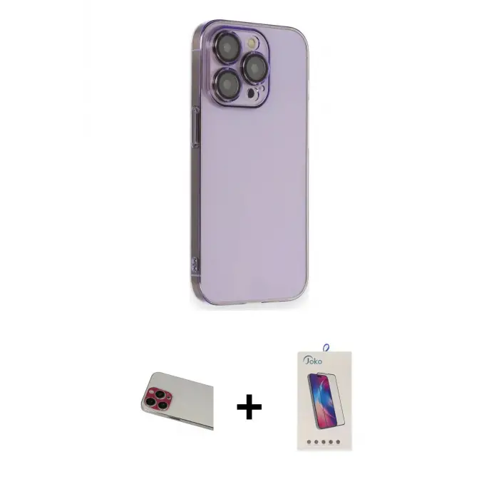 ieg™ iPhone 13 Pro Max Kılıf Siluet Minimal Özel Seri - Siyah Joko 5D Cam + Rainbow Kamera Lens Koruma Cam - KI