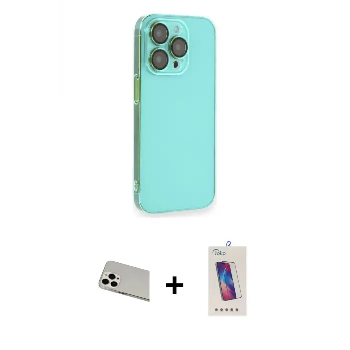 ieg™ iPhone 13 Pro Max Kılıf Siluet Minimal Özel Seri - Siyah Joko 5D Cam + Rainbow Kamera Lens Koruma Cam - BZ