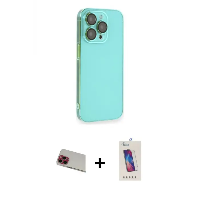 ieg™ iPhone 13 Pro Max Kılıf Siluet Minimal Özel Seri - Siyah Joko 5D Cam + Rainbow Kamera Lens Koruma Cam - KI