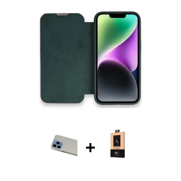 ieg™ iPhone 13 Pro Max Kılıf Siluet Minimal Serisi - Şeffaf Maxco Cam Ekran Koruyucu + Rainbow Kamera Lens Koruma Cam - MI