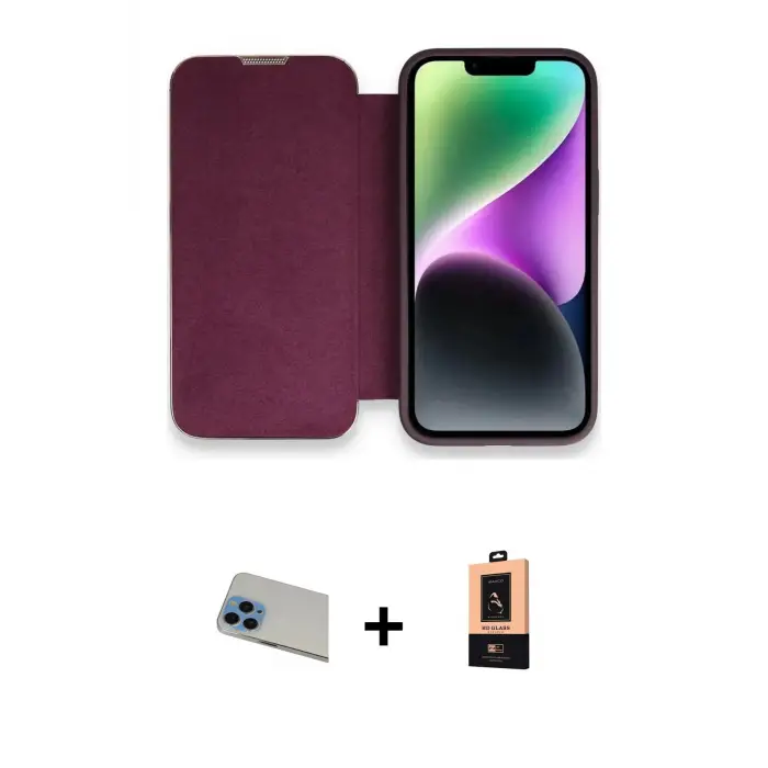 ieg™ iPhone 13 Pro Max Kılıf Siluet Minimal Serisi - Şeffaf Maxco Cam Ekran Koruyucu + Rainbow Kamera Lens Koruma Cam - MI