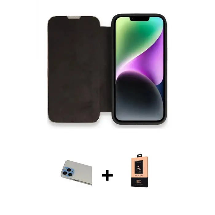 ieg™ iPhone 13 Pro Max Kılıf Siluet Minimal Serisi - Şeffaf Maxco Cam Ekran Koruyucu + Rainbow Kamera Lens Koruma Cam - MI