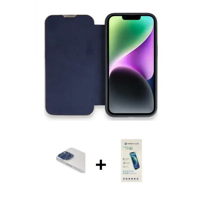 ieg™ iPhone 13 Pro Max Kılıf Siluet Minimal Serisi - Şeffaf Pasifik Cam Ekran Koruyucu + Pers Alüminyum Kamera Lens - LT
