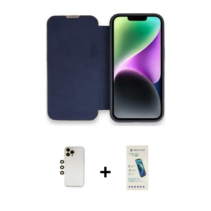 ieg™ iPhone 13 Pro Max Kılıf Siluet Minimal Serisi - Şeffaf Pasifik Cam Ekran Koruyucu + Shine Kamera Lens - GD