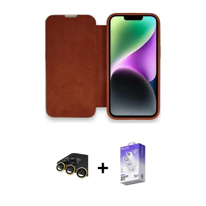 ieg™ iPhone 13 Pro Max Kılıf Siluet Minimal Serisi - Siyah Bilvis 5in1 3D Magic Cam Ekran Koruyucu + Raze Metal Kamera Lens - GD