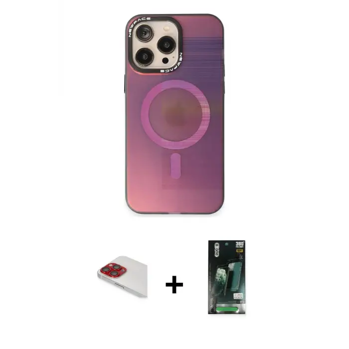 ieg™ iPhone 13 Pro Max Kılıf Siluet Modern Koleksiyonu - Şeffaf 360 Full Body Arka Koruyucu + Pers Alüminyum Kamera Lens - KI