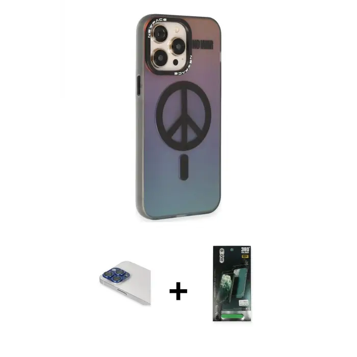 ieg™ iPhone 13 Pro Max Kılıf Siluet Modern Koleksiyonu - Şeffaf 360 Full Body Arka Koruyucu + Pers Alüminyum Kamera Lens - LT