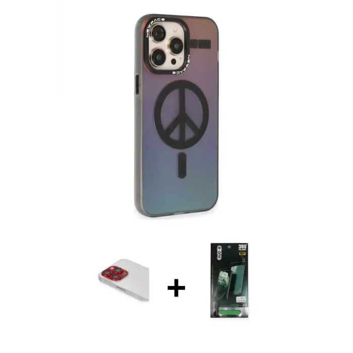 ieg™ iPhone 13 Pro Max Kılıf Siluet Modern Koleksiyonu - Şeffaf 360 Full Body Arka Koruyucu + Pers Alüminyum Kamera Lens - KI
