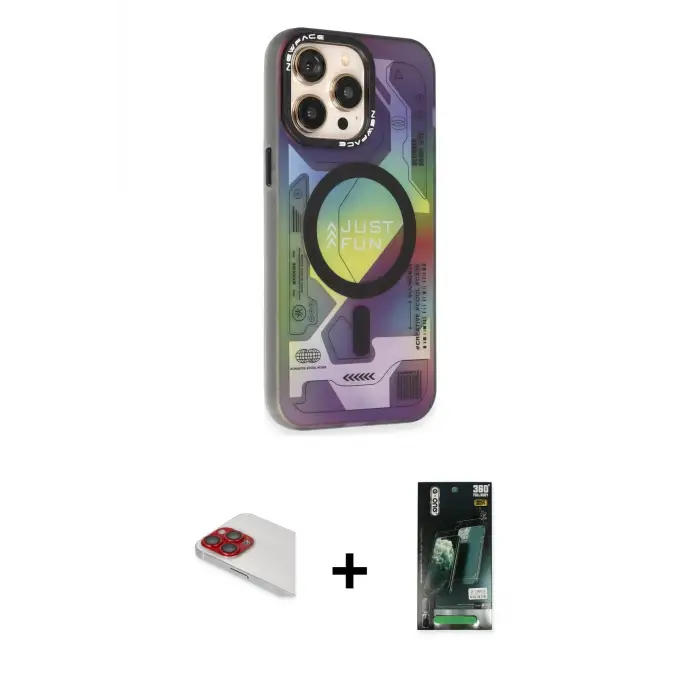 ieg™ iPhone 13 Pro Max Kılıf Siluet Modern Koleksiyonu - Şeffaf 360 Full Body Arka Koruyucu + Pers Alüminyum Kamera Lens - KI
