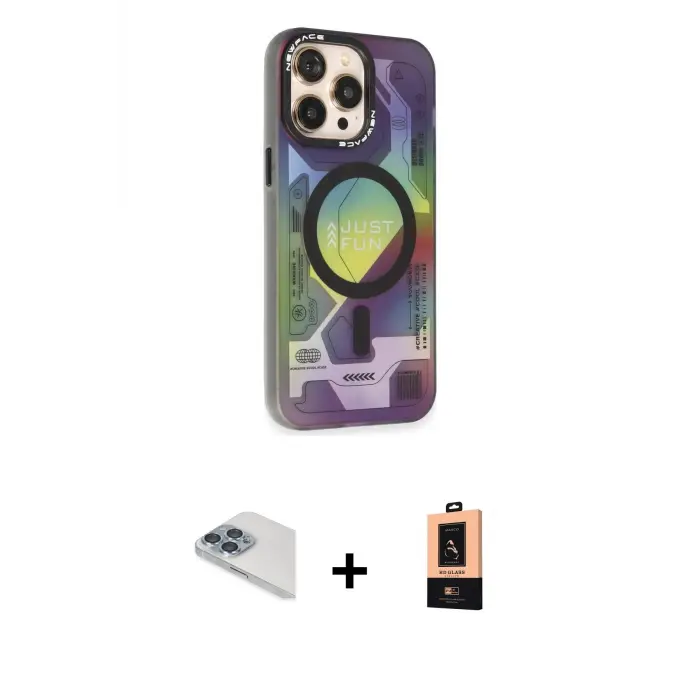 ieg™ iPhone 13 Pro Max Kılıf Siluet Modern Koleksiyonu - Şeffaf Maxco Cam Ekran Koruyucu + Pers Alüminyum Kamera Lens - SABE