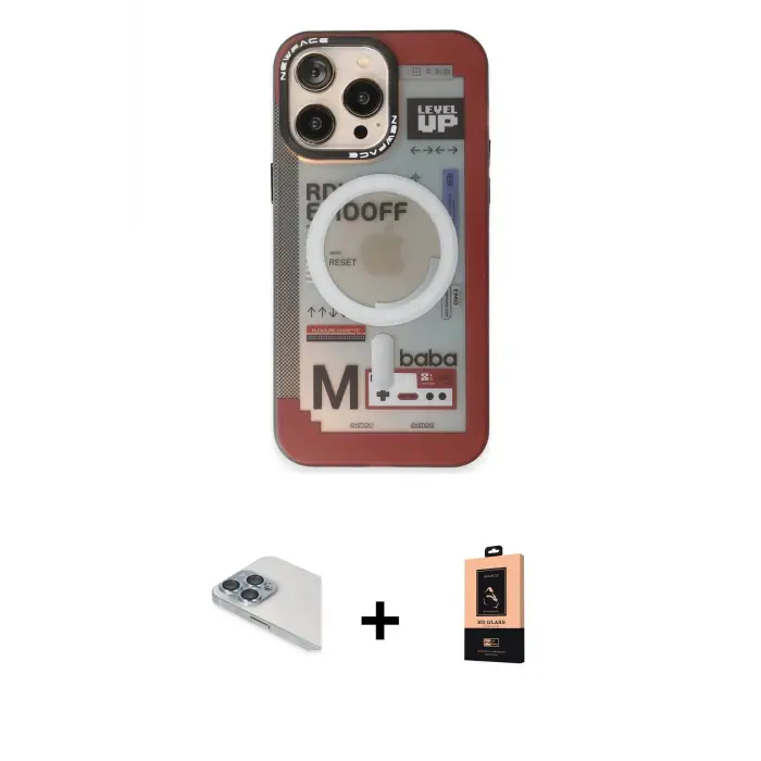 ieg™ iPhone 13 Pro Max Kılıf Siluet Modern Koleksiyonu - Şeffaf Maxco Cam Ekran Koruyucu + Pers Alüminyum Kamera Lens - SABE