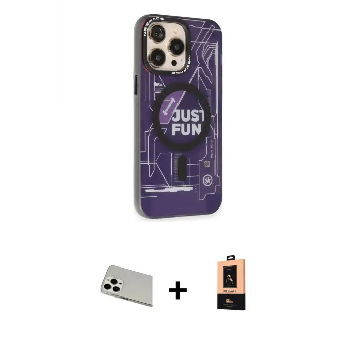 ieg™ iPhone 13 Pro Max Kılıf Siluet Modern Koleksiyonu - Şeffaf Maxco Cam Ekran Koruyucu + Rainbow Kamera Lens Koruma Cam - BZ