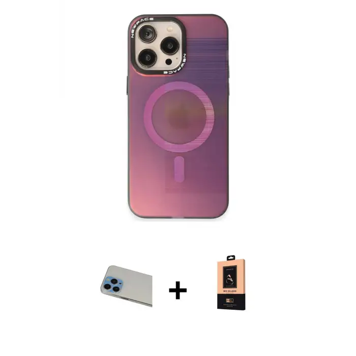 ieg™ iPhone 13 Pro Max Kılıf Siluet Modern Koleksiyonu - Şeffaf Maxco Cam Ekran Koruyucu + Rainbow Kamera Lens Koruma Cam - MI