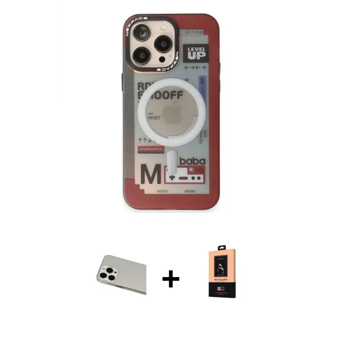 ieg™ iPhone 13 Pro Max Kılıf Siluet Modern Koleksiyonu - Şeffaf Maxco Cam Ekran Koruyucu + Rainbow Kamera Lens Koruma Cam - BZ