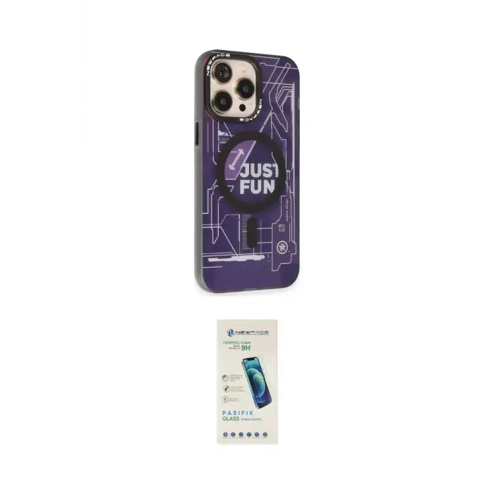 ieg™ iPhone 13 Pro Max Kılıf Siluet Modern Koleksiyonu - Şeffaf Pasifik Cam Ekran Koruyucu