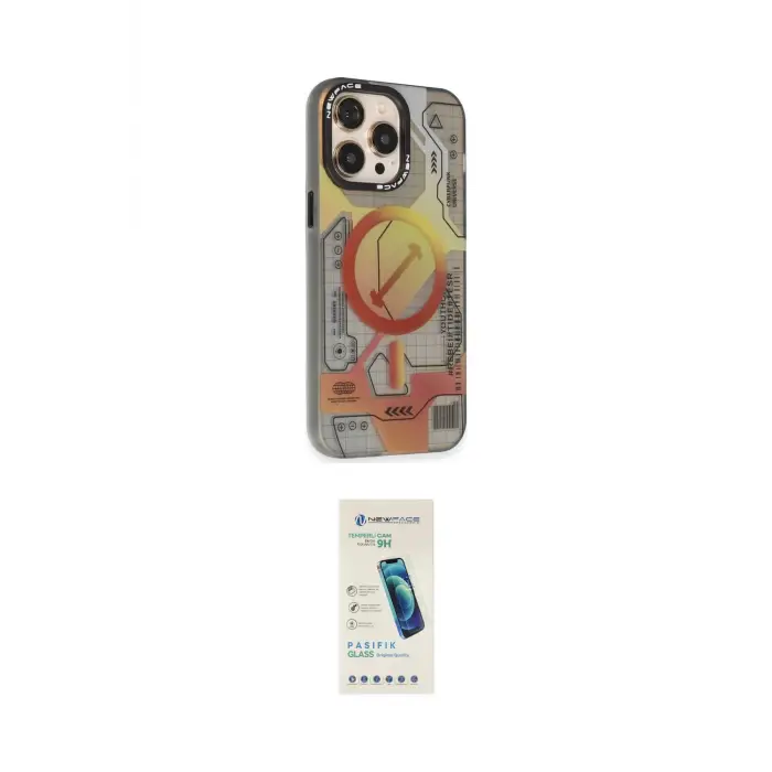ieg™ iPhone 13 Pro Max Kılıf Siluet Modern Koleksiyonu - Şeffaf Pasifik Cam Ekran Koruyucu