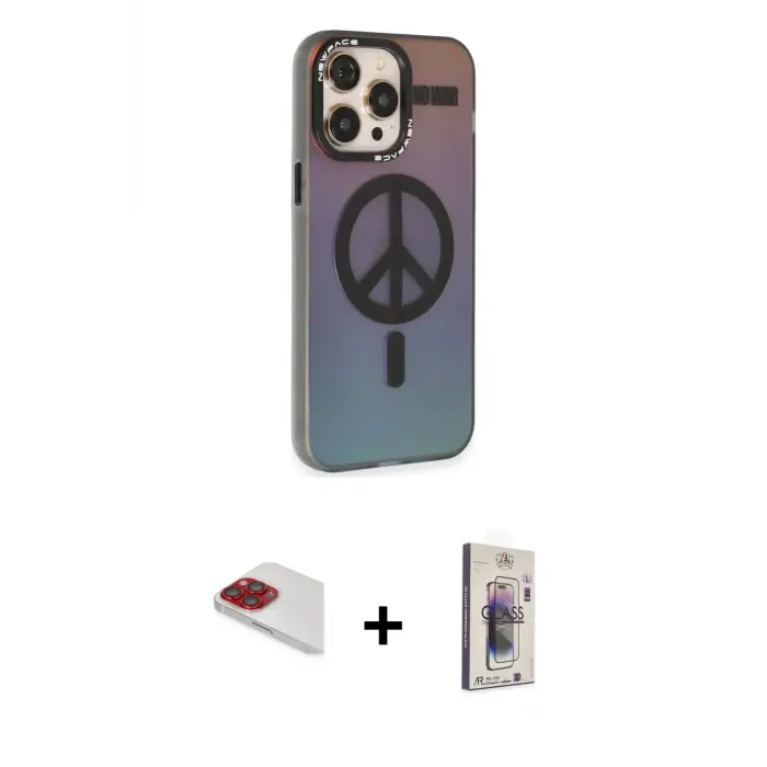 ieg™ iPhone 13 Pro Max Kılıf Siluet Modern Koleksiyonu - Siyah Bilvis 3D Cam Ekran Koruyucu + Pers Alüminyum Kamera Lens - KI