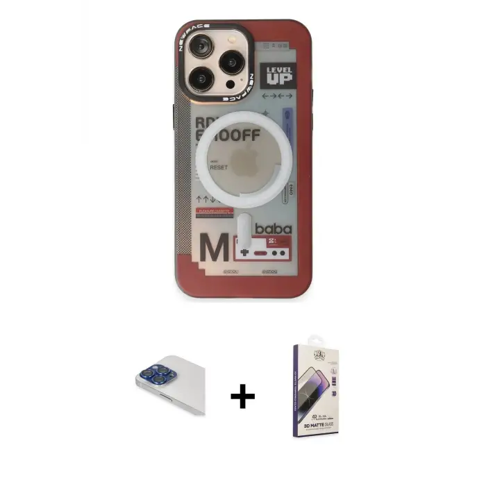 ieg™ iPhone 13 Pro Max Kılıf Siluet Modern Koleksiyonu - Siyah Bilvis 3D Mat Cam Ekran Koruyucu + Pers Alüminyum Kamera Lens - LT