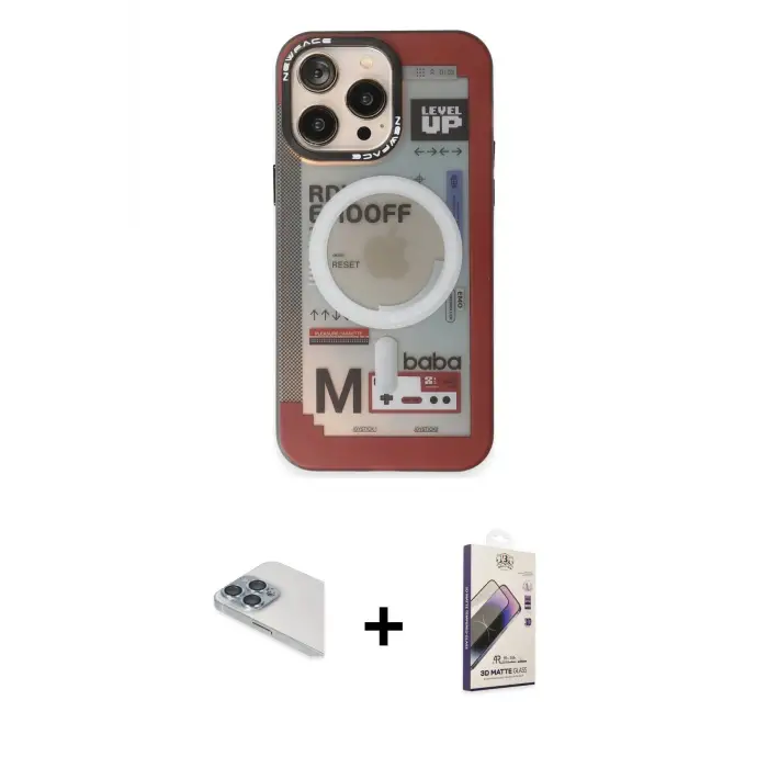 ieg™ iPhone 13 Pro Max Kılıf Siluet Modern Koleksiyonu - Siyah Bilvis 3D Mat Cam Ekran Koruyucu + Pers Alüminyum Kamera Lens - SABE