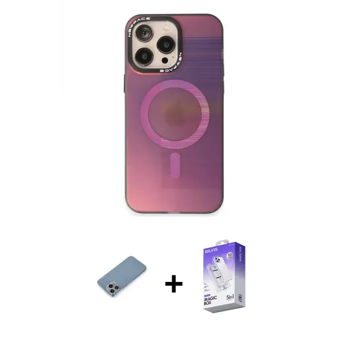 ieg™ iPhone 13 Pro Max Kılıf Siluet Modern Koleksiyonu - Siyah Bilvis 5in1 3D Magic Cam Ekran Koruyucu + Shine Kamera Lens Koruma Cam - GI