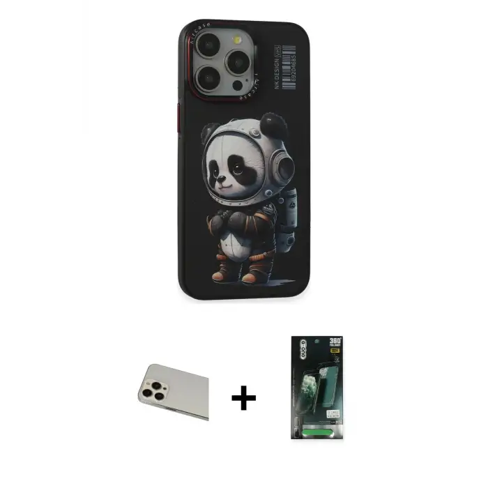 ieg™ iPhone 13 Pro Max Kılıf Siluet Modern Özel Seri - Şeffaf 360 Full Body Arka Koruyucu + Rainbow Kamera Lens Koruma Cam - REGD