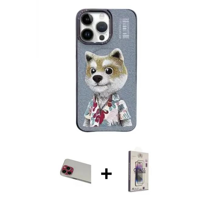 ieg™ iPhone 13 Pro Max Kılıf Siluet Modern Özel Seri - Siyah Bilvis 3D Cam Ekran Koruyucu + Rainbow Kamera Lens Koruma Cam - KI