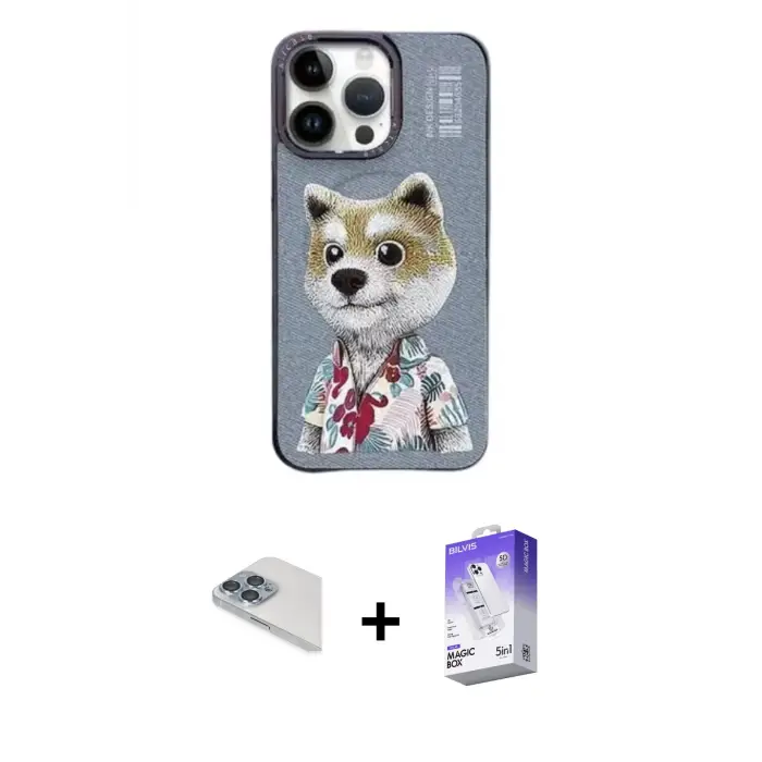 ieg™ iPhone 13 Pro Max Kılıf Siluet Modern Özel Seri - Siyah Bilvis 5in1 3D Magic Cam Ekran Koruyucu + Pers Alüminyum Kamera Lens - SABE