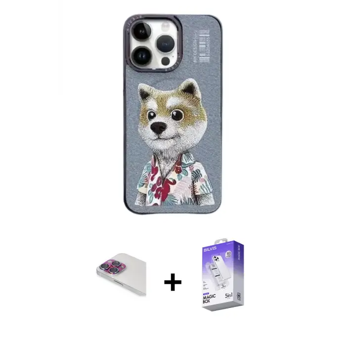 ieg™ iPhone 13 Pro Max Kılıf Siluet Modern Özel Seri - Siyah Bilvis 5in1 3D Magic Cam Ekran Koruyucu + Pers Alüminyum Kamera Lens - GI