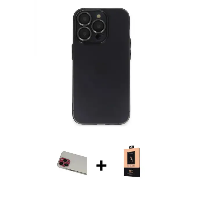 ieg™ iPhone 13 Pro Max Kılıf Ufuk Minimal Özel Seri - Şeffaf Maxco Cam Ekran Koruyucu + Rainbow Kamera Lens Koruma Cam - KI