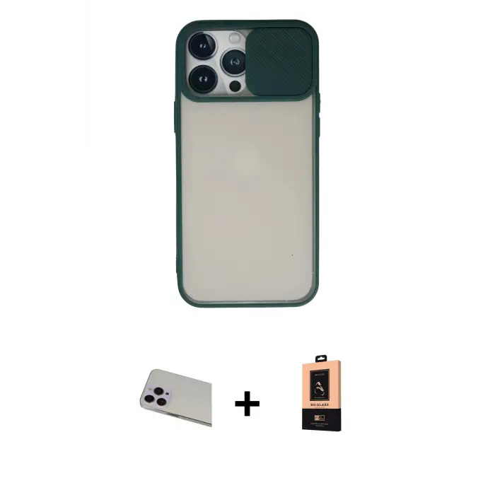 ieg™ iPhone 13 Pro Max Kılıf Vadi Çizgi - Şeffaf Maxco Cam Ekran Koruyucu + Rainbow Kamera Lens Koruma Cam - MR